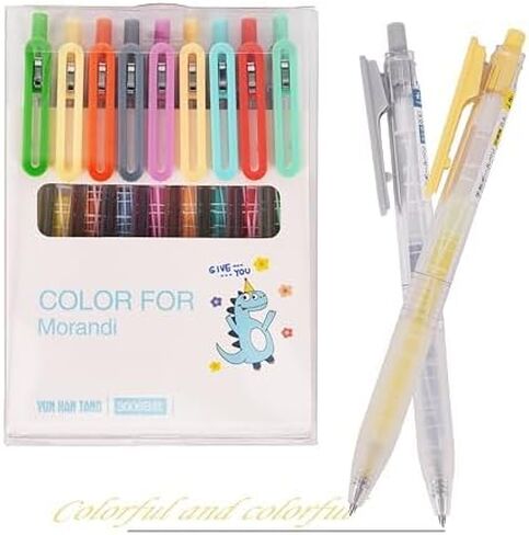 Retractable Gel Pens, 9 Pcs Gel Ink Pen Colorful Gel Ink Rollerball Pens for School Office Supplies, Fine Point Gel Pen Set for Smooth Writing Doodling Marking(Morandi) in Saudi Arabia
