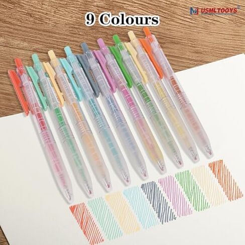Retractable Gel Pens, 9 Pcs Gel Ink Pen Colorful Gel Ink Rollerball Pens for School Office Supplies, Fine Point Gel Pen Set for Smooth Writing Doodling Marking(Morandi) in Saudi Arabia
