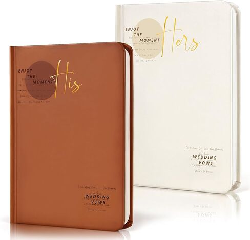 Wedding Vow Books, His and Hers Vow Books with Gold Foil Lettering, Hardcover Wedding Notebook 56 Lined Pages/28 Sheets, Perfect Wedding Essentials for Your Wedding Day,Bridal Gifts (Terracotta-Beige) in Saudi Arabia