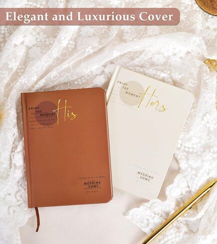 Wedding Vow Books, His and Hers Vow Books with Gold Foil Lettering, Hardcover Wedding Notebook 56 Lined Pages/28 Sheets, Perfect Wedding Essentials for Your Wedding Day,Bridal Gifts (Terracotta-Beige) in Saudi Arabia