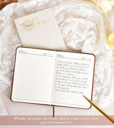 Wedding Vow Books, His and Hers Vow Books with Gold Foil Lettering, Hardcover Wedding Notebook 56 Lined Pages/28 Sheets, Perfect Wedding Essentials for Your Wedding Day,Bridal Gifts (Terracotta-Beige) in Saudi Arabia