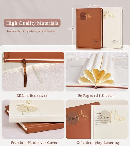 Wedding Vow Books, His and Hers Vow Books with Gold Foil Lettering, Hardcover Wedding Notebook 56 Lined Pages/28 Sheets, Perfect Wedding Essentials for Your Wedding Day,Bridal Gifts (Terracotta-Beige) in Saudi Arabia