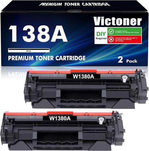 خرطوشة حبر ليزر جيت سوداء 138A مكونة من قطعتين بديلة متوافقة لحبر HP 138A 138X W1380A W1380X لحبر HP Laserjet Pro 3001dw لحبر الطابعة 3001dw 3001fdw MFP 3101fdw in Kuwait