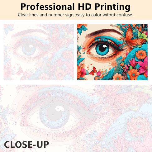 Paint by Numbers for Lady Beautiful Eyes Paint by Numbers Art Beauty Butterfly on The Face Modern Flowers Painting Artwork on Canvas DIY Painting Art Decor for Girl Painting Kits Gifts 16x20 in in Saudi Arabia