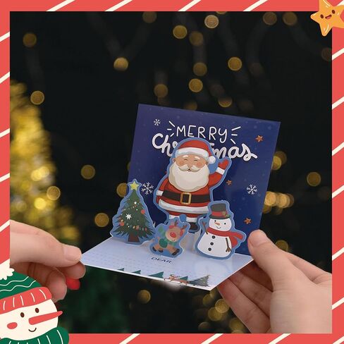 Asmallgf 6 Packs Small Pop Up Christmas Gift Card with Envelopes Stickers, Cute Holidays Pop Up Christmas Card Set for Kids, 3D Christmas cards for Girls Boys 4.3x4.3 inch in Saudi Arabia