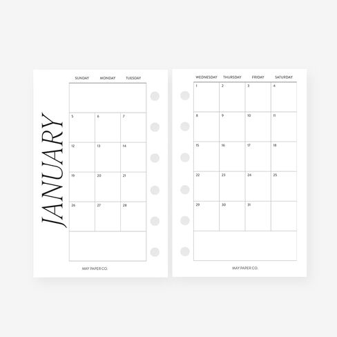 Pocket 2025 Month on Two Pages Monthly Planner Insert Agenda Refill for 6 ring agenda Filofax Pocket, LV PM (Classic Monthly (Sunday Start, Non-Separable Months)) in Saudi Arabia
