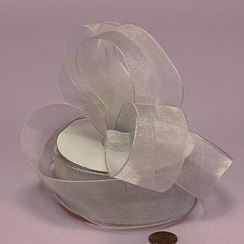 شريط سلكي من الأورجانزا الفضي، مقاس 7/8 بوصة × 25 ياردة in Kuwait