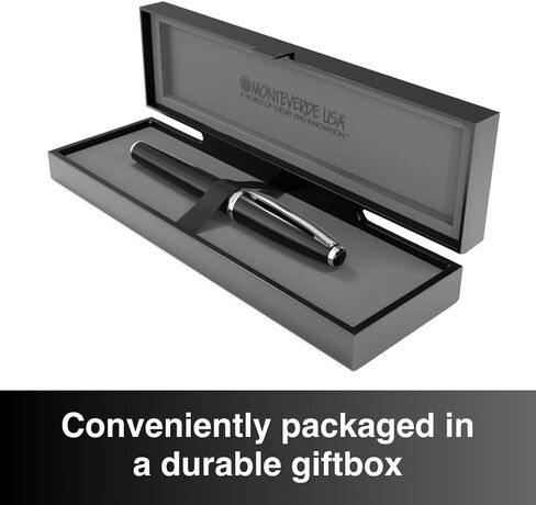 Monteverde USA Aldo Domani Rollerball Pen with Refill Gift Set (Black) - Premium pen for Men & Women, Perfect for Office, Business, School, Gifts, Journaling, Autographs in Saudi Arabia