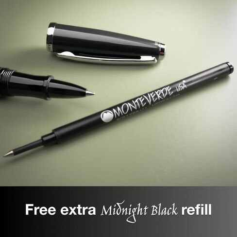 Monteverde USA Aldo Domani Rollerball Pen with Refill Gift Set (Black) - Premium pen for Men & Women, Perfect for Office, Business, School, Gifts, Journaling, Autographs in Saudi Arabia