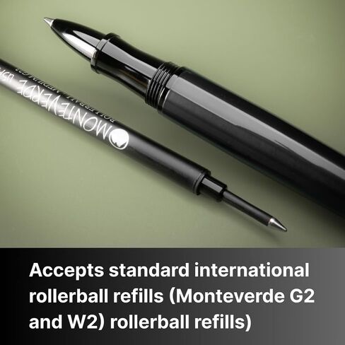 Monteverde USA Aldo Domani Rollerball Pen with Refill Gift Set (Black) - Premium pen for Men & Women, Perfect for Office, Business, School, Gifts, Journaling, Autographs in Saudi Arabia
