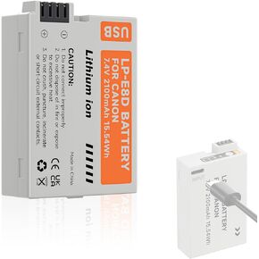 Mspalocell Canon LP-E8 Battery, 2 Pack Canon Rebel T3i Battery LP-E8 USB Direct Charging Compatible with Canon EOS Rebel T2i, T3i, T4i, T5i, 550D, 600D, 650D, 700D, Kiss X4, X5, X6i, X7i Cameras