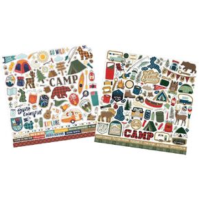 Camping Scrapbook Stickers - Aesthetic Camp Stickers with Hiking, Adventure, Outdoor Theme Designs - Camping Stickers for Scrapbooking, Photo Album, Journal - Nature Themed Stickers Set of 2 Items
