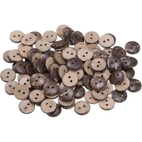 HARFINGTON 100pcs Sewing Button 3/8"(10mm) 2 Holes Wooden Round Craft Replacement Buttons for Clothing DIY Crafts Decoration, Brown