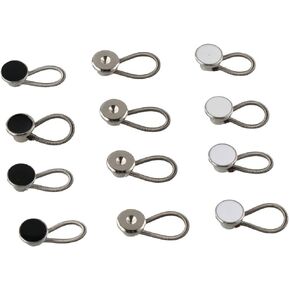 12Pcs Collar Extenders,Elastic Metal Reusable Detachable Buttons,Neck Extender Button Buckle for Men Women Shirt Dress,Black White Silver