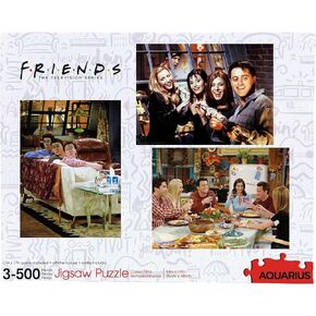 Aquarius Set of 3 Friends Puzzles (Three 500 Piece Jigsaw Puzzles) - Glare Free - Precision Fit - Officially Licensed Friends Merchandise & Collectibles - 14x19 Inches