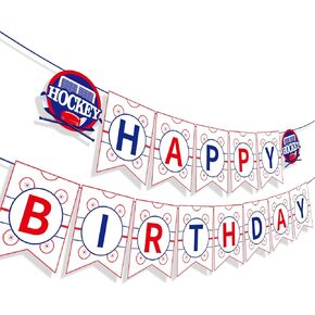 Hockey Birthday Banner Happy Birthday Banner Hockey Birthday Party Supplies Hockey Happy Birthday Banner for Kids Boys Girls Hockey Fans Hockey Birthday Party Decoration