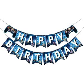 Video Game Happy Birthday Banner (Blue) Game Happy Birthday Banner Video Games Happy Birthday Banner Kids Boys Birthday Party Game Themed Party Baby Shower Decoration