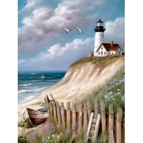 SKRYUIE 5D Lighthouse Diamond Painting Kits - DIY Diamond Art Kits for Adults Landscape, Full Round Drill - Crystal Cross Stitch - Adults Craft for Wall & Office Decor - 12x16inch
