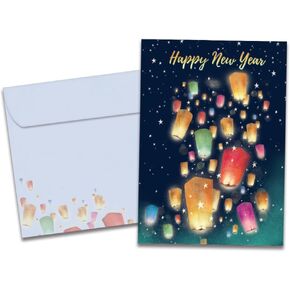 Tree-Free Greetings - New Year's Eve Greeting Cards - Artful Designs - 1 Card + Matching Envelopes - Made in USA - 100% Recycled Paper - 5"x7" - Peace and Hope New Year (GO64236)