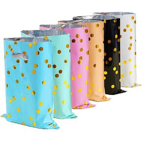 BoAn 60pcs Party Favors Bags,gift bags with handles,party favor bags,Birthday Goodie Candy Bags,Goodie bags with polka dots for Girls & Boys Birthday Party(6 Colors)