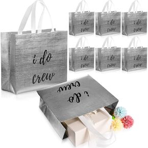 CHENGU 8 Pieces Bridesmaid Gift Bags I Do Crew Bachelorette Bags Bridesmaid Gifts for Wedding Day Bachelorette Party Bridal Party Favor Team Bride Bridal Shower(Rose Gold)