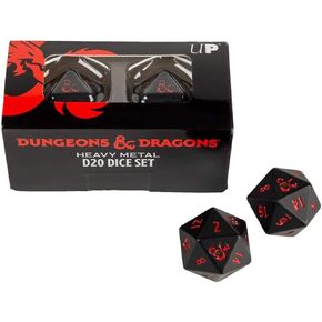 Ultra PRO Dungeons & Dragons Ampersand Heavy Metal D20 Dice Set (2 Pieces) - Great for RPG, DND, MTG as Gamer Dice or Board Gaming Dice