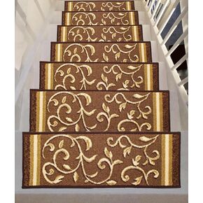 Gloria Rug Non-Slip Rubber Back Stair Treads - Skid Resistant Stair Mats - Set of 7 (8.5" x 26") (7, Stair-1993)