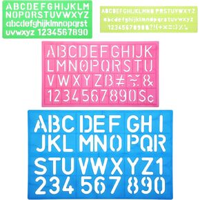 Molain 4Pcs Letter Stencils Set, Plastic Numbers Alphabet Stencil Ruler for Drawing Stencil Painting Learning Scrapbooking and DIY Crafts