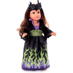 Little Adventures Dragon Queen Doll Dress - Doll Not Included - Machine Washable Child Pretend Play and Party Doll Clothes with No Glitter Black