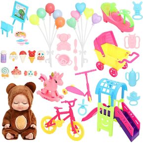 ONEST 31 Pieces 4 Inch Dolls with Accessories Cute Baby Dolls Mini Dolls with Clothes Mini Baby Dolls with Doll Accessories
