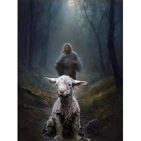 UPABLUNSO DIY 5D Diamond Art Kits Painting for Adults Jesus and Lamb Jesus Chasing After Lamb Picture Religious Christian 30x40cm/11.7x15.8inches