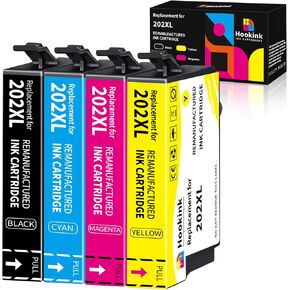 Remanufactured Ink Cartridges Replacement for Epson 202 XL 202XL Ink Cartridges Combo Pack Works with Workforce WF-2860 Expression XP-5100 Printer (4-Pack, Black Cyan Magenta Yellow)