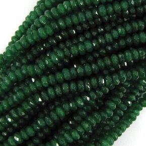 3x4mm faceted emerald green jade rondelle beads 7.5" strand