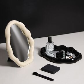 Cloud Makeup Mirrors for Desk, Tabletop Vanity Mirror Hanging Wall Mirrors Desk Mirror with Adjustable Bracket Decor Aesthetic Mirrors for Office Living Room Bedroom (Black)