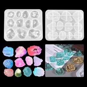 Zayookey Stone Silicone Molds Geode Pendant Mold Epoxy Resin Mould Casting for DIY Aromatherapy Stone Quartz Jewerly Keychain Earrings Necklace Project (Irregular Gem Mold)