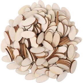 200Pcs Unfinished Wood Oval Slices Natural Pine Wood Oval Shaped Discs Wood Pieces Tag Wood Discs Slices for DIY Craft Wedding Christmas Hanging Ornaments Tag