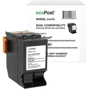 ecoPost Brand Remanufactered Postage Meter Cartridge Replacement for Quadient Hasler ISINK34, IMINK34, 4135554T, ININK67 | Red
