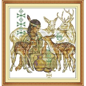 Cross Stitch Kits Stamped Full Range of Embroidery Starter Kits for Beginners DIY 11CT 3 Strands-Printed Kits Love Tree 79×52cm