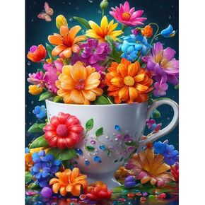 RICUVED Diamond Painting Kits for Adults, Flowers Diamond Art Kits 5D Diamond Art Kits for Beginner, Diamond Dots Painting Full Round Drill Art and Crafts for Gift Home Wall Decor 12x16 Inch
