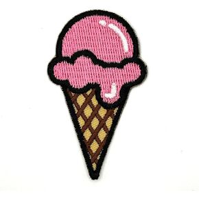 Ice Cream Iron On Patch - Embroidered Ice Cream Applique Appliques Iron On Sew On Patches for Holes, Clothing, Jeans, Hat, Backpacks, Clothes - Ice Cream Cone Patch (3.5 Inch, Size)