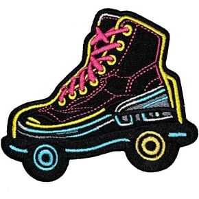 3.5" Roller Skate Iron On Patch - Embroidered Sports Roller Skate Applique Appliques Iron On Sew On Patches for Holes, Clothing, Jeans, Hat, Backpacks, Clothes - Roller Skate Iron On Patches