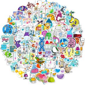 100Pcs Laboratory Stickers for Water Bottles Vinyl Waterproof Cute Cartoon Science Stickers for Kids Physical Chemistry Rewards Decals for Laptop Hydroflask Scrapbooking Journaling