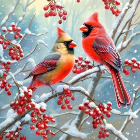 Moohue 14ct Cross Stitch Printed Stamped Kits for Beginners Adults Winter Animals Birds Counted Cross Stitch Pattern Needlepoint kit (Animal Birds)