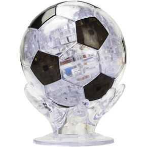 Joyfia 3D Crystal Puzzle, Soccer Ball Puzzle Model Toy, Fun Brain Teaser Jigsaw Puzzles Game Gifts Toy for Kids Adults Family, for Ages 8+ (77 Pieces, Black & Transparent)