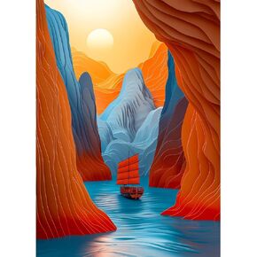 Bgraamiens Puzzle-Voyage- Puzzles for Adults 1000 Pieces, Difficult Challenge Jigsaw Puzzles, Autostereoscopy River Mountains with Sunset Scene Art Puzzles as Wall Decor Impossible Puzzle