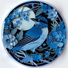 Bird Jigsaw Puzzle 1000 Piece for Adult Flower Puzzles, Beautiful Art Jigsaw Puzzles Paper Cut Puzzle, Blue Animal Puzzle Difficult Puzzles for Adults