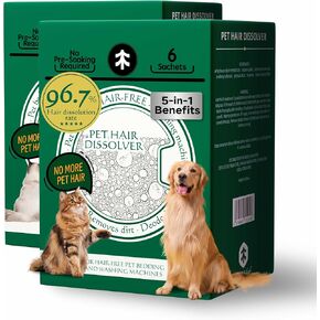 Pet Hair Remover for Laundry, 96.7% Dissolution Rate, Dog Hair Remover for Laundry, Pet Fur Remover for Dogs, Cats, No Pre-Soaking, Pack of 2 Boxes(12 Sachets), 3 Month Use, Front Load Only