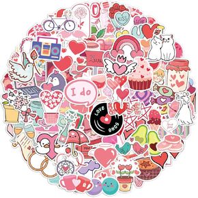 100Pcs Pink Love Stickers, Waterproof Heart Sticker, Cute Scrapbook Aesthetic Reading Decals Book Lovers Gifts for Greeting Cards Laptops Phone Cases Tumblers Water Bottles Women Girls Teens