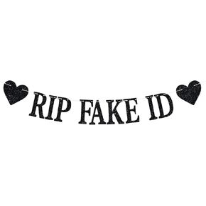 Rip Fake ID Banner, 21 and Legal, Happy 21st Birthday Backdrop, Glittery & Funny 21st Birthday Party Decorations Supplies/Gifts