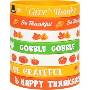 35PCS Thanksgiving Day Bracelets Wristbands Party Favors – Fall Give Thanks Dinner Supplies Decorations